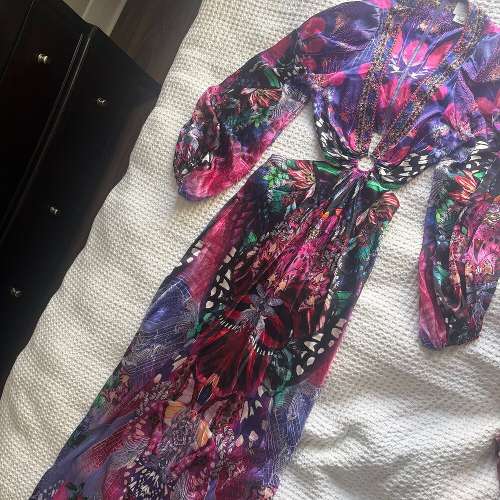 Camilla Purple & Pink Floral-Print Silk Maxi Dress - Picture 12 of 16